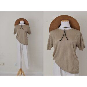 Vintage 80s Brown Acrylic‎ Knit Pullover Top